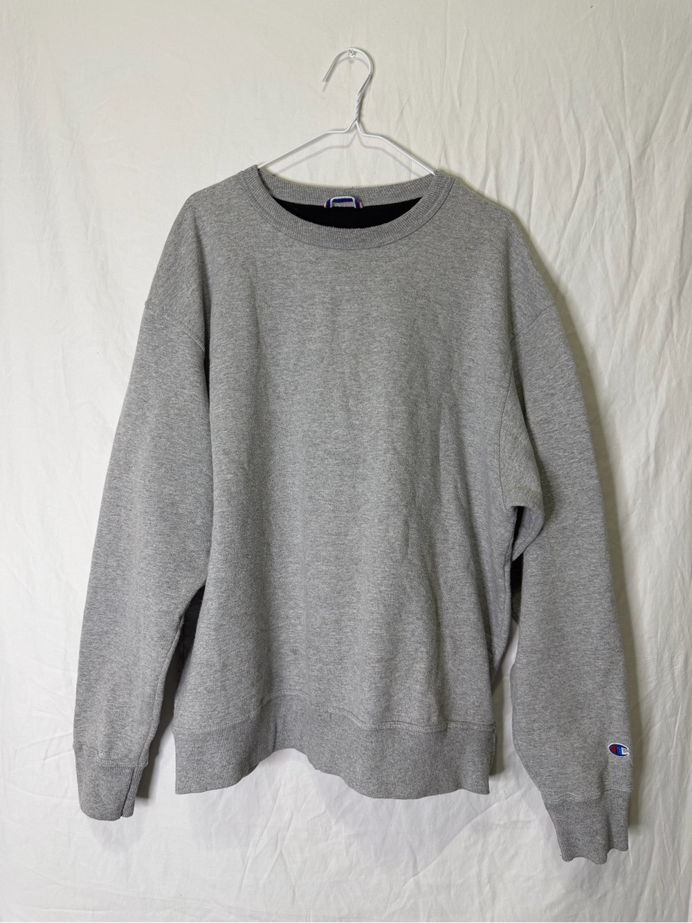 Unisex Champions Crewneck Sweater Grey 100% Cotton Cozy Sweatshirt Size XL
